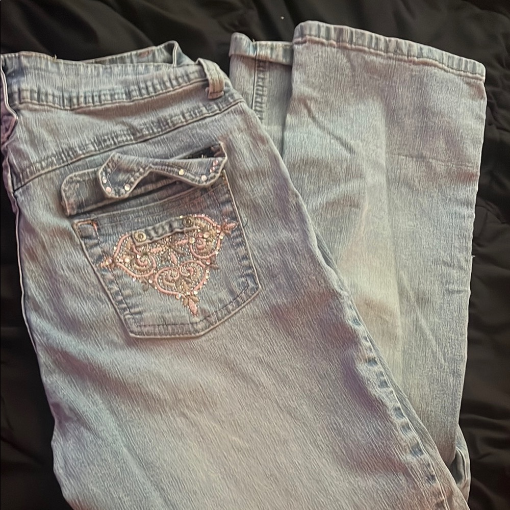 Angels Blue Flare Wide Leg Jeans
